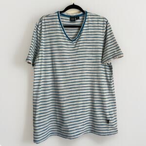 Hugo Boss Pima Cotton Striped V-Neck T-Shirt XXL Classic Regular Fit Peru $89
